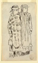 Desenho, Duas raparigas, 1879