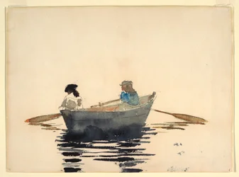 Desenho, Duas raparigas num barco a remos, 1876-80