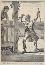 "Olá! H-o-o-o! Ele já chegou. Jumboloro Tell You Fust.", de The Galaxy, junho de 1869