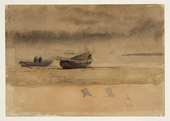 Vista de popa de dois barcos a remo, Inglaterra