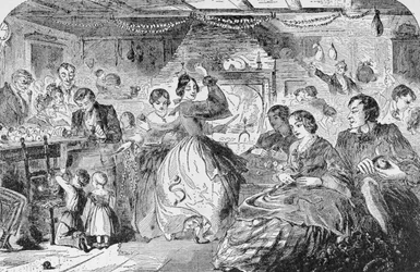 The Apple Bee, ilustração de &39;Harper&39;s Weekly&39;, de 1859, de &39;The Pageant of America, Vol. 3&39;, Ralph Henry Gabriel, 1926
