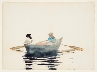 Duas garotas em um barco a remo