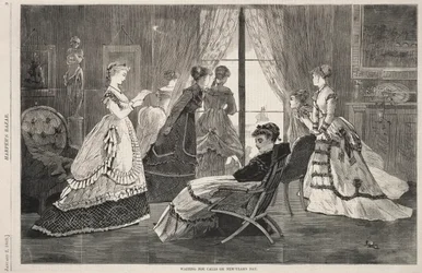 À espera de chamadas no dia de ano novo, 1869.