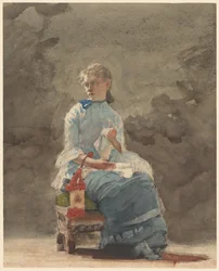 Costura de mulher, 1878-9 (aquarela sobre grafite em papel aquarela de cor branco)
