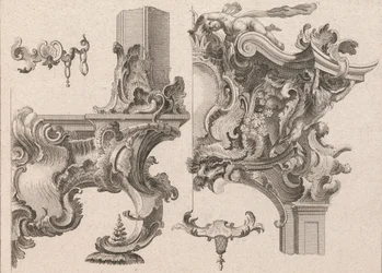 Sugestão para a Decoração da Baixa Direita e Alta Direita de um Altar..., Impresso ca. 1750-56.