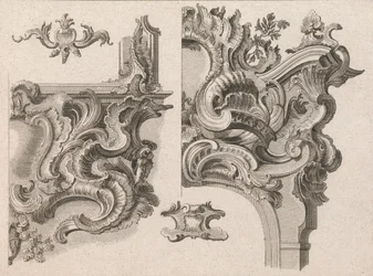Sugestão para a Decoração da Baixa Direita e Alta Direita de um Altar..., Impresso ca. 1750-56.