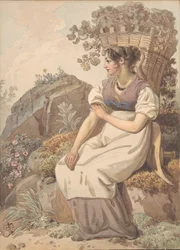 Jovem mulher no Vaudois depois da vindima da uva, 1821.