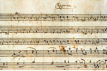 Partitura autógrafa do Requiem, K. 626, do compositor austríaco Wolfgang Amadeus Mozart (1756-1791)