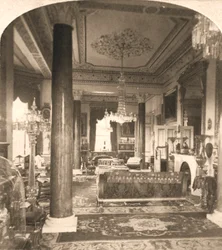 A sala de visitas, residência marinha da rainha Victorias, casa de Osborne, IOW, 1900.