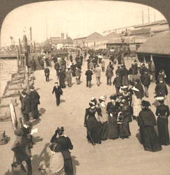 A aterragem do navio a vapor do oceano, Liverpool, Inglaterra, 1901.
