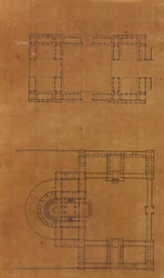 Página de um livro de recortes contendo desenhos e várias gravuras de arquitetura, Int..., ca. 1800-1850. Criadores: Workshop de Charles Percier, Workshop de Pierre François Léonard Fontaine.