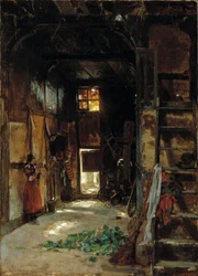 Interior de uma casa de campo em Westphalian, 1852.
