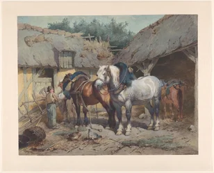 Cavalos num estábulo