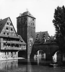 Henkersteg A Ponte Hangmans, Nuremberg, Baviera, Alemanha, c1900s.