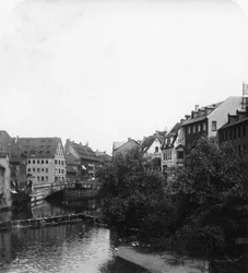 A ponte de carne Fleischbrucke, Nuremberg, Alemanha, c1900s.