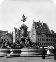 A fonte de Netuno, Nuremberg, Alemanha, c1900s.