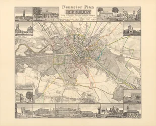 Mapa histórico de Berlim, publicado por Verlag Gebrueder Rocca, Berlim 1838