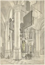 Vista no Nieuwe Kerk em Delft, com o túmulo de William de Orange