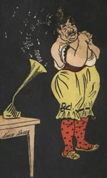 Mulher, com, gramophone