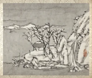 Paisagem e figura, de um álbum de Paisagens e caligrafia para Liu Songfu