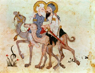 Despedidas de Abou Zayd e Al Harith antes do regresso a Meca ...