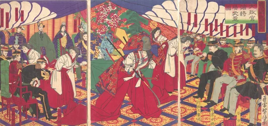 Comandantes Recebendo as Copas do Imperador, 1886 Meiji 19.