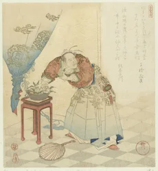 Tôbôsaku rouba pêssegos da imortalidade Cinco fotos sobre longevidade (título da série) Kotobuki goban no uchi (título da série no objeto)