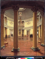 A Rotunda do Palácio de Inverno em São Petersburgo - Pintura de Yefim Tukharinov (?), óleo sobre tela
