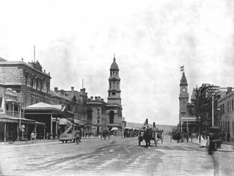 Rei William Street que olha sul, Adelaide, Austrália, 1895.