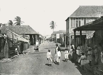 Cena de Steet em Port Royal, Jamaica, 1895.