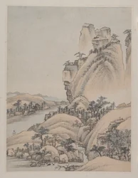 Paisagens, datado de 1668 (álbum de oito pinturas; tinta e cor sobre papel)