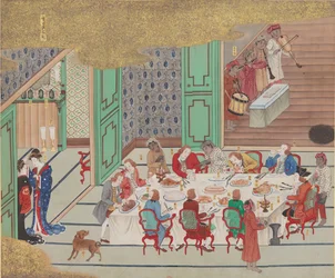 Banquete holandês, véspera de Natal de Nagasaki, de Bankan-zu, 1797.