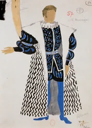 Traje para o polaco em "Boris Godunov" de Modest Mussorgsky, esboço de Yves Bonnat