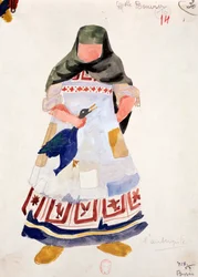 Esboço do traje da mulher do estalajadeiro em "Boris Godunov" de Modest Petrovic Musorgskij