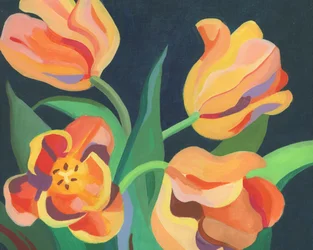 Tulipas de cor laranja vibrante