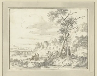 Paisagem montanhosa com ruínas