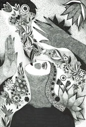 Soul Flowers, 2019 (desenho a tinta no papel)