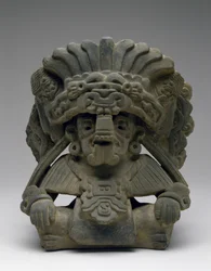 Urna com um Ancestral Sentado, 600-900 d.C. (barro com escorregamento)