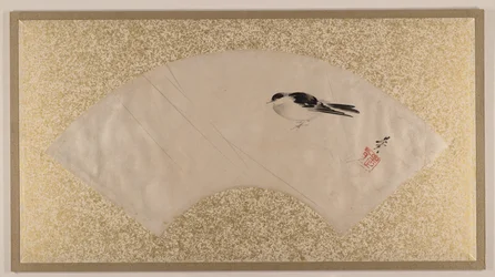 Aves, finais do século XIX (pintura em leque montada como folha de álbum; têmpera sobre papel)