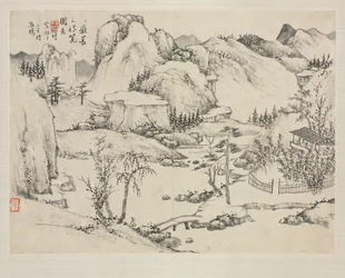 Álbum de Paisagem em Vários Estilos: Cenário do Monte. Changbai depois de Huang Gongwang, 1684.