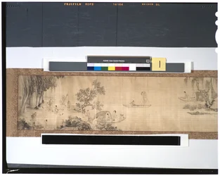 Vida dos pescadores ao longo do rio, século 18 (tinta e cor na seda, handscroll)