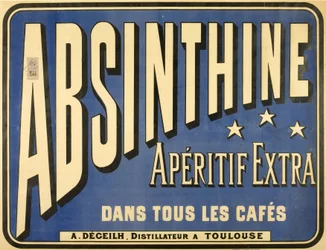 Poster para o aperitivo absinthine extra, em todos os cafés