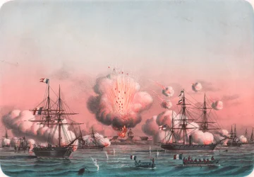 Frota aliada bombardeando Arabat, 25 de maio