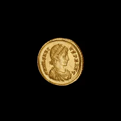 Moeda da antiga Constantinopla representando Arcadius, 383-408AD (foto)
