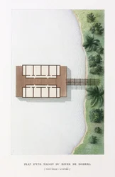 Plano de arquitetura de uma casa no paraíso de Doreri