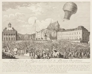 Ascensão de um Balão Montgolfier em Versailles