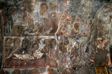 Deposição de Cristo, afresco na igreja de Agios Nikolaos, Elenes, Creta, Grécia (foto)