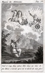 Elijah decola para o céu, por volta de 1880 (gravura)
