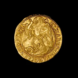 Moeda inglesa de anjo de ouro martelado