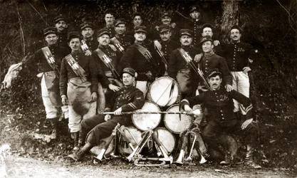 Fanfarra do 122.º regimento de infantaria francês durante a Primeira Guerra Mundial de 14-18